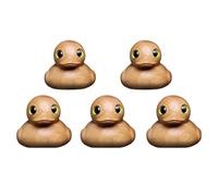 Kueohse 5 Piezas Pato de Goma de Madera Hecho A Mano Mini Estatuilla de Pato de Goma de Madera Estatua de Pato de Madera Tallada A Mano de Buena Suerte