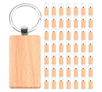 Kueohse 50 llaves de madera vacías con grabado rectangular identificador de llave se puede grabar DIY