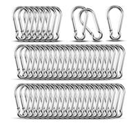 Kueohse 50 Pcs Mosquetones M5 de Alta Resistencia Clips de Mosquetón Cadena de Acero Galvanizado Enlaces Rápidos Clip de Mosquetón Correa para Perro Camping Senderismo Exterior Columpio Gimnasio