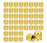 Kueohse 50 Tapas Abocinadas de Latón de 1/4 Pulgadas, Tapas de Latón Macizo con Junta Tórica de Neopreno, Tapas de Válvula SAE HVAC de 1/4 Pulgadas