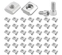 Kueohse 50 Tuercas de Ranura en T M5 con Tornillo, Tuerca de Ranura en T de Acero Inoxidable Serie 6 2020, Tuercas Tipo B, Juego de Conectores de Tornillo Allen