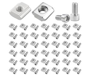 Kueohse 50 Tuercas de Ranura en T M5 con Tornillo, Tuerca de Ranura en T de Acero Inoxidable Serie 6 2020, Tuercas Tipo B, Juego de Conectores de Tornillo Allen