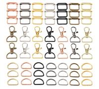 Kueohse 56 unidades de accesorios para la fabricación de mosquetones de metal, cierres giratorios con anillos D y hebilla deslizante