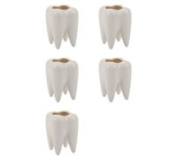 Kueohse 5X Maceta de Cerámica en Forma de Diente Modelo de Dientes Jardinera de Diseño Moderno Mini Maceta de Escritorio Regalo (Sin Plantas)