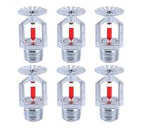 Kueohse 6 Cabezales de Rociadores Incendios - Cromo de Cobre, 1/2" NPT, 155 °F (68 °C), Tipo Colgante, K80, Respuesta Rápida Automática.