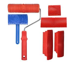 Kueohse 6 Piezas de Herramientas Grano de Madera de Mano, Pintura de Arte, Herramienta de Grano de Madera Roja, Herramienta de Grano de Madera de Goma, Juego BáSico de Granulado de Madera