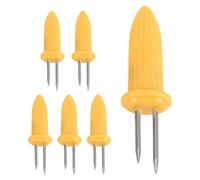 Kueohse 6 Piezas de Rejilla de MaíZ Brochetas Tenedor de MaíZ en la Mazorca de Acero Inoxidable con Manejar de Silicona