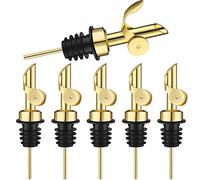 Kueohse 6 Piezas De Vertedores De De Licor De Acero Inoxidable con Peso, Dispensador AutomáTico De, Vertedor De Alcohol BalsáMico (Dorado)