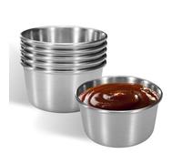 Kueohse 6 Tazas de Salsa para Mojar de Acero Inoxidable de 2 Onzas, Mini Tazones para Salsa, Tazas de Condimentos de Metal Reutilizables, Recipientes para Moldes (Plateados)