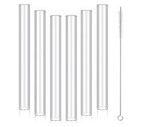 Kueohse 6 Tubos Vidrio Borosilicato Transparente 4 Pulgadas, 12 mm Diámetro Exterior, 8 mm Diámetro Interior, 2 mm Grosor, Tubos Soplado Vidrio con Cepillo Limpieza