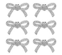 Kueohse 6 Uds. Clips para Zapatos con Lazo de Diamantes de ImitacióN de Cristal, Hebillas para Zapatos de Novia, Cuentas Manuales DIY, Tacones Altos, Decoraciones Florales Plateadas