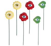 Kueohse 6 Uds Estacas de Ojos de Plantas de Resina Novedad Rosa Girasol Hojas Estacas de Jardín Divertidos Adornos Florales para Recoger Plantas