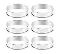 Kueohse 6 unidades de molde redondo para tartas de acero inoxidable, moldes de metal doble para pan plano enrollado, pastelería redonda