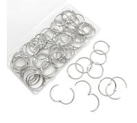 Kueohse 60 Anillos para Carpetas de Hojas Sueltas, Anillos para Libros de Oficina de 1 Pulgada, Anillos para Carpetas de Acero Niquelado, Llaveros, Anillos para Libros de Metal