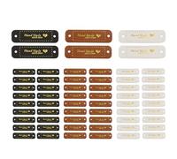 Kueohse 60 etiquetas de piel sintética hechas a mano, de piel sintética, para coser, adornos, accesorios de punto, con agujeros para hacer tú mismo