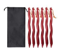 Kueohse 6X 25cm Clavos para Tienda de Campaña Al Aire Libre Clavos Molidos con Bolsa de Almacenamiento Clavos A Prueba de Viento Accesorios para Acampar Sujeción de Tienda Rojo