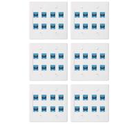 Kueohse 6X Placa de Pared Ethernet 8 Puertos - Doble Banda Cat6 RJ45 Conector Cable de Red Placa Frontal Hembra una Hembra -