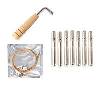 Kueohse 7 Cuerdas de Arpa de Metal + 7 Piezas de Clavos de Cuerda + Llave de AfinacióN, para Arpa de Lira Arpa PequeñA Instrumento Musical de Cuerda