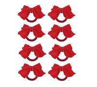 Kueohse 8 Anillos Servilleteros con Lazo Rojo, Lazo de Terciopelo, Servilletero NavideñO, Hebilla, DecoracióN de Mesa para Cena NavideñA