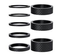 Kueohse 8 Espaciadores de Dirección de Fibra de Carbono con Acabado Mate. Compatibles con Potencias de 1 1/8 Pulgadas para Manillares de MTB y Carretera. 6 Tamaños.