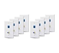 Kueohse 8 Paquetes de Salida de Placa de Pared Coaxial Ethernet con 1 Puerto Cat6 y 1 Puerto Tipo F Coaxial Chapado en RJ45 Placas de Pared