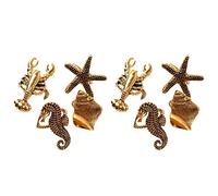 Kueohse 8 Piezas Conchas de la Serie Marina Estrella de Mar Hipocampo Anillo de Servilleta Modelo HabitacióN de Alta Gama Hotel Servilleta Hebilla Anillo de Servilleta Comedor