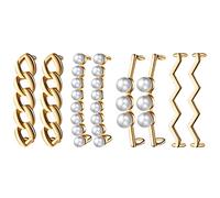Kueohse 8 Piezas Hebilla de CordóN para Zapatillas de Deporte Cordones Decoraciones DIY Clips Decorativos para Zapatos Accesorios de Zapatos de Perlas de ImitacióN