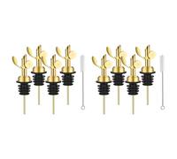 Kueohse 8 Piezas Vertedores Acero Inoxidable, Boquilla Dispensadora Aceite Oliva con Automático, Boquillas para Verter Licor con Función Automático, Color Dorado