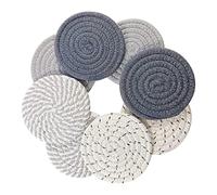 Kueohse 8 Posavasos para Bebidas con Soporte, Posavasos Absorbentes de 4 Colores para Bebidas, Juego de Posavasos Tejido de AlgodóN Minimalista para el Hogar