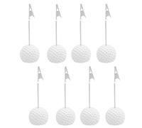Kueohse 8 Soportes para Tarjetas con Forma de Pelota de Golf, Pinzas de Cocodrilo, Resina, Decoración de Mesa, Decoraciones para Fiestas Temáticas de Golf, Soportes para Números y Nombres, Decoración