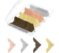 Kueohse 80 Esquinas MetáLicas para Libros, Protectores de Esquinas de Hierro Vintage, Protectores Decorativos con Caja de Almacenamiento para ÁLbumes de Recortes.