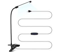 Kueohse 8W Led Clip En Lámpara,Luz de Escritorio con 3 Modos 2M Cable Dimmer 10 Niveles Luces de Mesa de Pinza