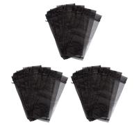 Kueohse 90 Piezas Bolsas de Botella de Vino de Organza Negra, Bolsas de Regalo de Botella de Transparente Fundas de Vino Vestidos con CordóN para Halloween