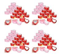 Kueohse 96 Latas de Metal en Forma de Corazón de 4 Onzas, Molde Vacío para Velas de Té, Caja en Forma de Corazón con Tapas de Ventana Transparentes, Recipientes para Velas de Lata