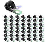 Kueohse Abrazadera de Cable Recubierta Abrazadera Cable de Acero Galvanizado Abrazadera Metal Abrazadera de Alambre Amortiguador Goma Abrazadera Aislamiento Abrazadera Manguera 50 Piezas