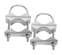 Kueohse Abrazadera de mástil de doble antena, soporte en V, soporte en U, perno de tubo, hardware, 2 sierras para antena WLAN, antena de TV