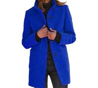 Kueohse Abrigo de Invierno para Mujer, de Mezcla de Lana, con Cuello Alto, Botonadura Sencilla y Corte Grueso. XXL