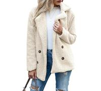 Kueohse Abrigos de Invierno para Mujer, Forro, Piel Sintética, Chaquetas de Shearling de Gran Tamaño, Ropa Exterior Cálida, Lechoso, 4XL.