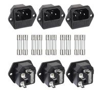 Kueohse AC 250V 10A 2 en 1 MóDulo de Entrada de Montaje Enchufe Conector de Entrada de AlimentacióN Cuchillas Macho con Fusible de 10A (Paquete de 6 Piezas)