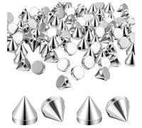 Kueohse Accesorios de para DIY 200 Piezas de Tachuelas en Forma de Cono Plateadas de 8 mm para de Estilo Punk Rock.