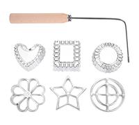 Kueohse Achappam Molde BuñUelos Molde con Asa Roseta Conjunto, CorazóN Estrella CíRculo Cuadrado Galletas Molde para Cocina Hornear Frito