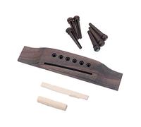 Kueohse Acústico Juego de Reemplazo de Guitarra Pernos de Extremo de Puente de Ébano Sillas de Hueso y Piezas de Puente de Tuerca y Madera