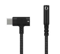 Kueohse Adaptador de Audio 2 en 1 USB C A Conector de 3,5 mm, Cable de Carga Rápida PD, Adaptador y Convertidor de Auriculares Tipo C, Color Negro.