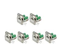 Kueohse Adaptador de Terminal de Tornillo de Montaje en Panel RJ45 de 6 Piezas, Conector de Montaje en Panel Hembra RJ45/8P8C, Extensor de Terminal Sin Soldadura RJ45