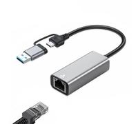 Kueohse Adaptador Gigabit Ethernet de 2,5 G, USB 3.0 Tipo C A RJ45, 2500 Mbps, Concentrador de Tarjeta LAN para 7/8/10/11