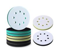 Kueohse Almohadillas de Espuma para Lijado de 9 Piezas, 5 Pulgadas, 8 Agujeros, Interfaz de Almohadilla de Espuma para Lijadora Orbital, Gancho y Bucle, Cojín de Esponja Suave, Medio Duro