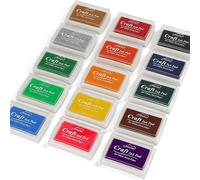 Kueohse Almohadillas de Tinta para Manualidades de 15 Colores, Almohadilla Lavable para Sellos de Dedos para Niños, Bricolaje, Papel, Madera, Tela, Álbumes de Recortes, Sellos de Goma.