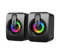 Kueohse Altavoces de Computadora USB 3.5MM Caja de Sonido para PC Micrófono Estéreo HiFi con Luz LED para Computadora de Escritorio, Portátil, Teléfono Móvil