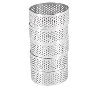 Kueohse Anillo perforado para tartas de acero inoxidable, 5 unidades de 5 cm perforado para pastel de mousse, anillos redondos de bricolaje para hornear anillos de postre