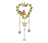 Kueohse Atrapasoles de CorazóN para Colgar en la Ventana, AtrapasueñOs de Cristal Colorido con Mariposa, AtrapasueñOs de Luz de Cristales con Prismas para JardíN